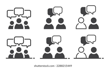 Speaking people, icon, vector. Chat, dialog bubble in two variants.