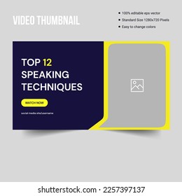 Speaking practice tips and tricks video thumbnail cover banner template design