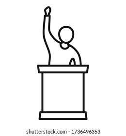 Speaking protester icon. Outline speaking protester vector icon for web design isolated on white background