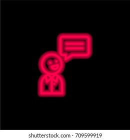 Speaking red glowing neon ui ux icon. Glowing sign logo vector
