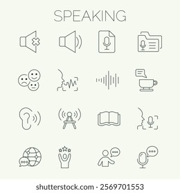 Speaking set of web icons in line style Communication icons for web and mobile app