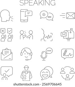 Speaking set of web icons in line style. Communication icons for web and mobile app.