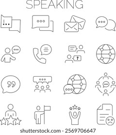 Speaking set of web icons in line style. Communication icons for web and mobile app.