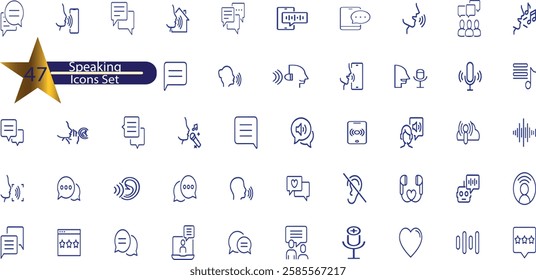Speaking set of web icons in line style.