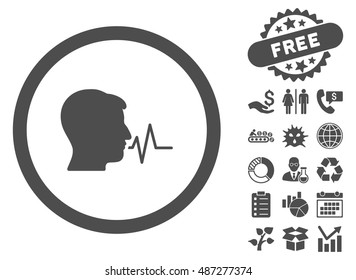 Speaking Signal pictograph with free bonus icon set. Vector illustration style is flat iconic symbols, gray color, white background.