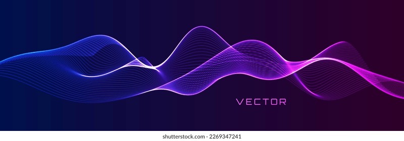 Speaking Sound Wave Vector Illustration. Colorful Wavy Smooth Lines Background Pattern. Music Banner Design Backdrop.