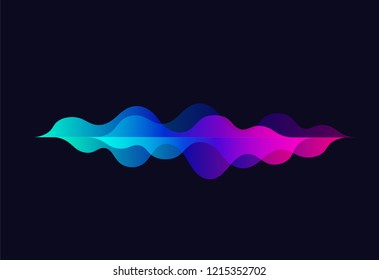 Speaking sound wave.Colorful motion gradient.Rhythm.Abstract vector background.Music audio technology equalizer on black background