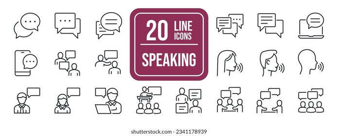 Speaking thin line icons. For website marketing design, logo, app, template, ui, etc. Vector illustration.