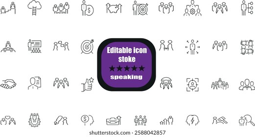 Speaking thin line icons. For website marketing design