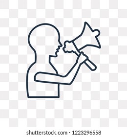 Speaking vector outline icon isolated on transparent background, high quality linear Speaking transparency concept can be used web and mobile