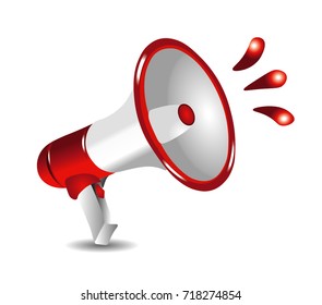 Speaking white  megaphone cartoon