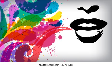 Speaking woman abstract background