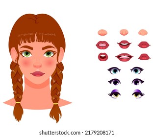 speaking woman head character constructor