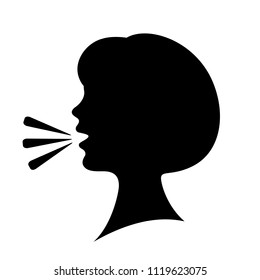 Speaking woman silhouette vector illustration isolated on white background