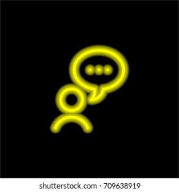 Speaking yellow glowing neon ui ux icon. Glowing sign logo vector