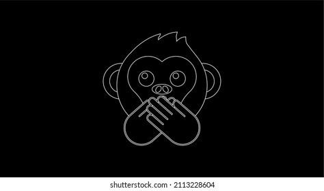 Speak-No-Evil Monkey Face vector flat illustration
