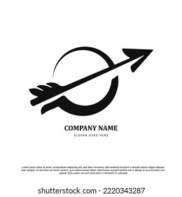 spear arrowhead with abstract circle logo design	