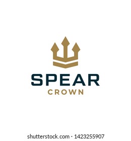Spear and crown logo design concept. Universal crown logo.