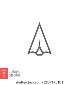 Spear head icon. Simple outline style. Vintage metal arrow, old weapon, sport tool element, antique concept. Thin line symbol. Vector illustration isolated on white background. Editable stroke EPS 10.