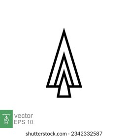 Icono de la cabeza del altavoz. Estilo de contorno simple. Flecha de metal vintage, arma antigua, elemento de herramienta deportiva, concepto antiguo. Símbolo de línea delgada. Ilustración vectorial aislada en fondo blanco. EPS 10.