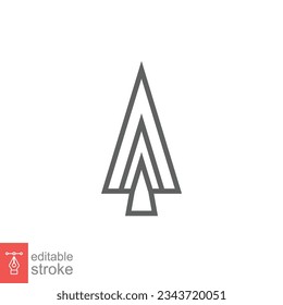 Speer Head Symbol. Einfache Kontur. Vintage Metallpfeil, alte Waffe, Sportwerkzeug Element, antikes Konzept. Dünnliniensymbol. Vektorgrafik einzeln auf weißem Hintergrund. Bearbeitbarer Strich EPS10.