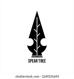 Spear head unique logo design with tree branch.