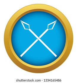 Spear icon blue vector isolated on white background for any design