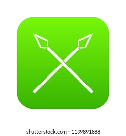Spear icon green vector isolated on white background