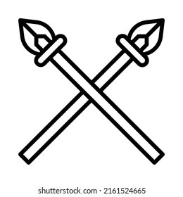Spear Icon. Line Art Style Design Isolated On White Background