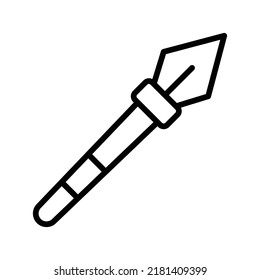 Spear Icon. Line Art Style Design Isolated On White Background