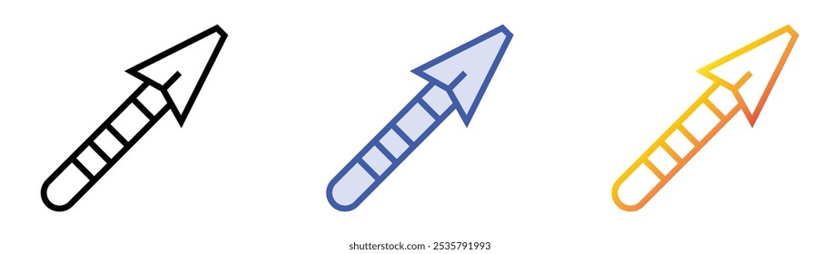 spear icon. Linear, Blue Fill and Gradient Style Design Isolated On White Background