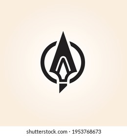 Logo-Design-Vektorgrafik für Speersymbol. Spearhead-Logo-Design.