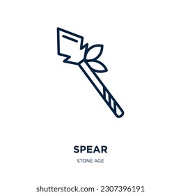 spear icon from stone age collection. Thin linear spear, weapon, sword outline icon isolated on white background. Line vector spear sign, symbol for web and mobile