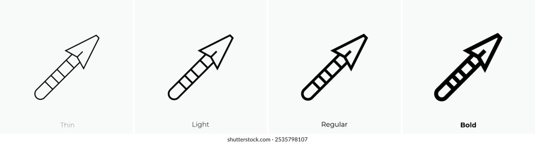 spear icon. Thin, Light Regular And Bold style design isolated on white background