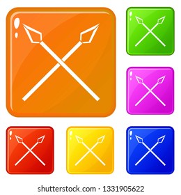Spear icons set collection vector 6 color isolated on white background