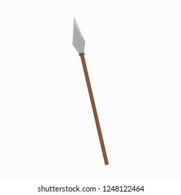 Spear isolated on white background. Hunting and military weapon. Vector illustration. EPS 10.