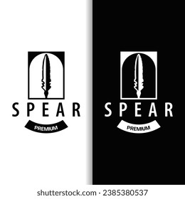 Spear Logo, Arrowhead Weapon Design Hunting Spear Simple Vintage Retro Rustic Minimalist Concept
