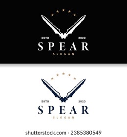 Spear Logo, Arrowhead Weapon Design Hunting Spear Simple Vintage Retro Rustic Minimalist Concept