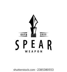 Spear Logo, Arrowhead Weapon Design Hunting Spear Simple Vintage Retro Rustic Minimalist Concept