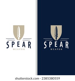 Spear Logo, Arrowhead Weapon Design Hunting Spear Simple Vintage Retro Rustic Minimalist Concept
