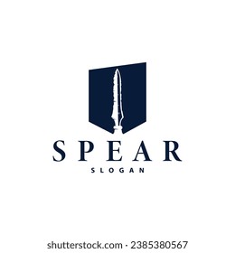 Spear Logo, Arrowhead Weapon Design Hunting Spear Simple Vintage Retro Rustic Minimalist Concept