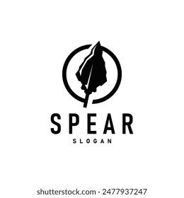 Logotipo de lanza, diseño de arma de punta de flecha de caza Lanza simple Antiguas retro rústico minimalista concepto