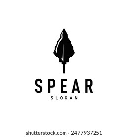 Logotipo de lanza, diseño de arma de punta de flecha de caza Lanza simple Antiguas retro rústico minimalista concepto