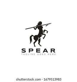 spear logo, with centaurus women pitching lance vector