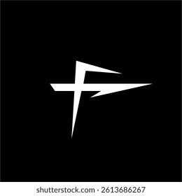 Spear logo design with initial letter F concept