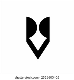 Spear logo design in negative space of letter RR.