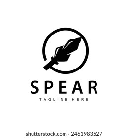 Logotipo de lanza Viejo Antiguas Rústico Diseño simple Marca de negocios Spear Arrow