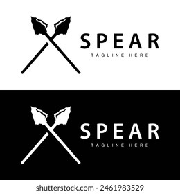 Logotipo de lanza Viejo Antiguas Rústico Diseño simple Marca de negocios Spear Arrow