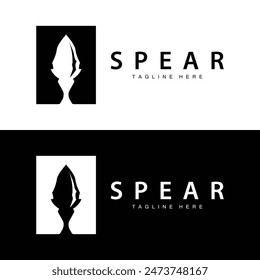 Logotipo de lanza Viejo Antiguas Rústico Diseño simple Marca de negocios Spear Arrow