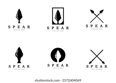 Spear Logo Old Vintage Rustic Simple Design Business Brand Spear Arrow Collection Bundle Set 
